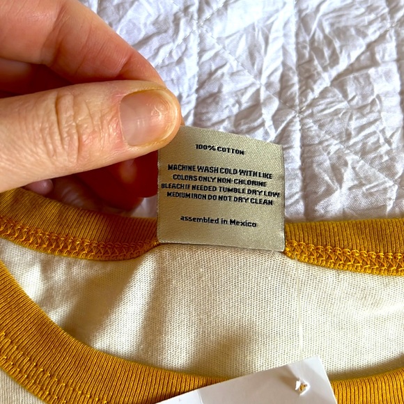Merry Mama yellow ringer tee, size S - Picture 5 of 5